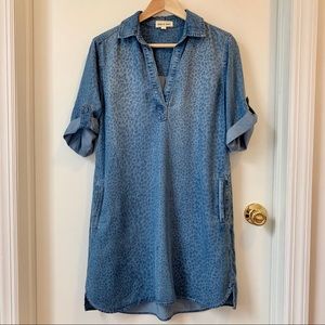 Cloth & Stone Anthropologie Leopard Chambray Dress